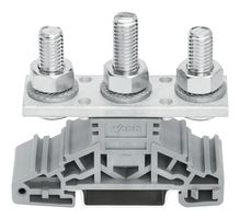 WAGO 885-308 DIN Rail Mount Terminal Block, 2 Positions, 14 AWG, 0 AWG, 50 mm², Stud, 150 A