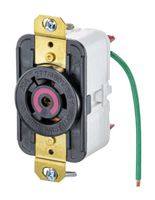 HUBBELL WIRING DEVICES HBL2520ST Power Entry Connector, NEMA L22-20R, 20 A, Black, Nylon (Polyamide) Body, 480 V