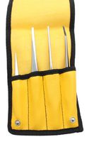 AVEN 18480CL Tweezer Set, 4 Piece, Cross Locking, Button-up Pouch
