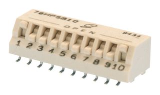 GRAYHILL 76HPSB10GWRT DIP / SIP Switch, Gull Wing, 10 Circuits, Piano Key, Surface Mount, SPST, 30 V, 150 mA