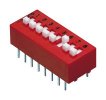 GRAYHILL 78B08SRAT DIP / SIP Switch, PC Pin, 8 Circuits, Raised Slide, Through Hole, Right Angle, SPST, 30 V, 150 mA