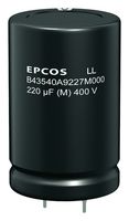 TDK B43540A9187M000 Capacitor Electrolítico, A Presión, 180 µF, 400 V, ± 20%, Encastre a presión, 10000 horas a 85°C