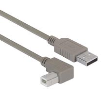 L-COM CAA-90LB-075M Cable USB, Tipo A Macho a Tipo B 90° Macho, 750 mm, 29.5 ", USB 2.0, Gris