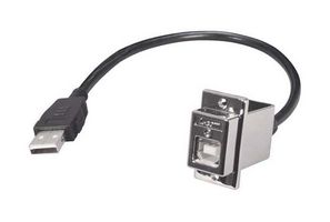 L-COM ECF504-12BAL USB Cable, Type A Plug to Type B Receptacle, 304.8 mm, 12 ", USB 2.0, Black