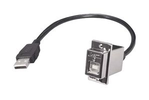 L-COM ECF504-24BAL USB Cable, Type A Plug to Type B Receptacle, 609.6 mm, 24 ", USB 2.0, Black