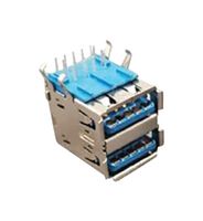 STEWART CONNECTOR SS-52000-003 USB Stacked Connector, Dual, USB Type A, USB 3.0, 9 Positions, Right Angle, Copper Alloy