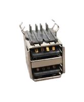 STEWART CONNECTOR SS-52100-003 USB Stacked Connector, Dual, USB Type A, USB 2.0, 4 Positions, Right Angle, Copper Alloy