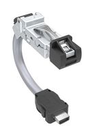 AMPHENOL COMMUNICATIONS SOLUTIONS DRPC51A003A40 Ethernet Cable, Cat6a, IX Type A Plug to 45° RJ45 Plug, SFTP (Screened Foiled Twisted Pair), Gray
