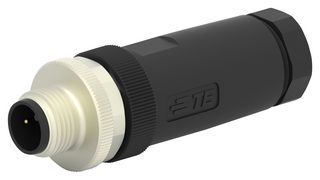 TE CONNECTIVITY T4111002021-000 Conector para Sensor, M12, Male, 2 Positions, Roscado Macho, Montaje en Cable Recto