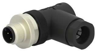 TE CONNECTIVITY T4113002041-000 Sensor Connector, M12, Male, 4 Positions, Screw Pin, Right Angle Cable Mount