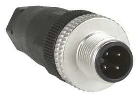 TELEMECANIQUE SENSORS XZCC12MDM40B Sensor Connector, OsiSense Series, M12, Male, 4 Positions, Screw Pin, Straight Cable Mount