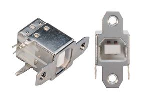 L-COM UC-B-PMT USB Connector, USB Type B, USB 2.0, Plug, 4 Positions, Panel PCB Mount, Vertical