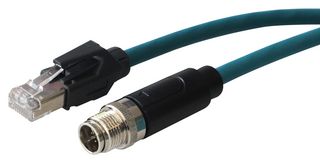BULGIN LIMITED PXPTPU12FIM08XRJ030PU Sensor Cable, Cat6a, M12 Plug, RJ45 Plug, 8 Positions, 3 m, 9.8 ft, Buccaneer M12 Series