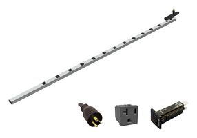 HAMMOND 1589H77G1JV Power Distribution, 12 Outlets, 125 V, 20 A, 41 mm, 2 mm, 4.57 m