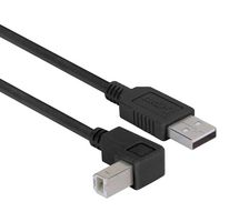 L-COM CAABLK-90DB-1M Cable USB, Tipo A Macho a Tipo B 90° Macho, 1 m, 3.3 ft, USB 2.0, Negro