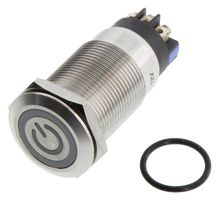 ARCOLECTRIC / BULGIN LIMITED MPI005OTELSBL12 Vandal Resistant Switch, MPI005 Series, 19 mm, SPDT, Latching, Round