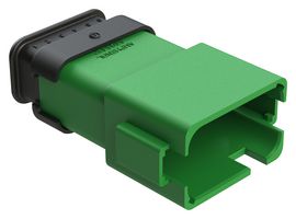 AMPHENOL SINE/TUCHEL AT04-12PC-SR2GN Automotive Connector Housing, Green, AT Series, Receptacle, 12 Positions