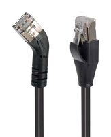 L-COM TRD645RSBLK-3 Ethernet Cable, Cat6, 45° RJ45 Plug to RJ45 Plug, FTP (Foiled Twisted Pair), Black, 914.4 mm