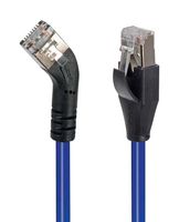 L-COM TRD645RSBLU-7 Ethernet Cable, Cat6, 45° RJ45 Plug to RJ45 Plug, FTP (Foiled Twisted Pair), Blue, 2.1 m, 7 ft