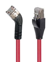 L-COM TRD645RSRED-3 Ethernet Cable, Cat6, 45° RJ45 Plug to RJ45 Plug, FTP (Foiled Twisted Pair), Red, 914.4 mm, 3 ft