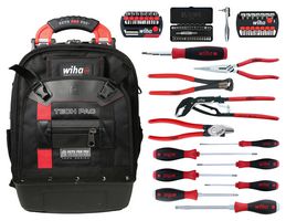 WIHA 91862 Contractor Tool Kit, 63 Pieces, RedStripe TECH PAC Series