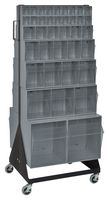 QUANTUM STORAGE QFS248-76+QFS400GY Tip-Out Bin Stand, 14 Bins, 500 lb, Gray, 16" x 23.625" x 52", 14 Gauge Steel