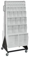 QUANTUM STORAGE QFS248-76+QFS400WT Tip-Out Bin Stand, 14 Bins, 500 lb, White, 16" x 23.625" x 52", 14 Gauge Steel