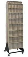 QUANTUM STORAGE QFS270-72+QFS400IV Tip-Out Bin Stand, 18 Bins, 500 lb, Ivory, 16" x 23.625" x 75", 14 Gauge Steel
