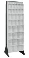 QUANTUM STORAGE QFS270-72WT Tip-Out Bin Stand, 18 Bins, 600 lb, White, 16" x 23.625" x 75", 14 Gauge Steel
