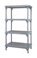 QUANTUM STORAGE QP185474V3S1 Open Shelving Unit, 4 Shelves, Vented/Solid Shelf, 74" x 18" x 54", PP, 1000lb, Millenia Series