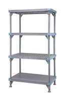 QUANTUM STORAGE QP214862V3S1 Open Shelving Unit, 4 Shelves, Vented/Solid Shelf, 62" x 21" x 48", PP, 1000lb, Millenia Series