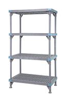 QUANTUM STORAGE QP244262VS-4 Open Shelving Unit, 4 Shelves, Vented Shelf, 62" x 24" x 42", PP, 1000lb, Millenia Series