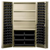 QUANTUM STORAGE QSC-BG-36SBK Bin Cabinet, All-Welded, 102 Bins, 800lb, 24" L x 36" W x 72" H, Black, Beige Finish