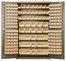 QUANTUM STORAGE QSC-BG-48IV Bin Cabinet, All-Welded, 171 Bins, 24" L X 48" W X 78" H, Ivory, Beige Finish