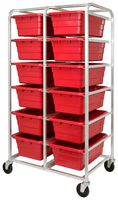 QUANTUM STORAGE TR12-2516-8RD Tub Rack, 12 Bins, 27" L x 37" W x 71" H, Red