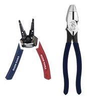 KLEIN TOOLS 94155 Wire Stripper Lineman Kit, D2139NE High Leverage Pliers & K11095RWB Klein-Kurve Wire Stripper/Cutter