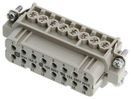 HARTING 09200162814 Heavy Duty Connector, Han-A Series, Insert, 16+PE Contacts, 16A, Receptacle, Screw Socket