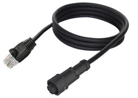 AMPHENOL LTW AB-AU08FL-UPBML-QH002 Circular Cable Assembly, Circular Receptacle to RJ45 Plug, 8 Positions, 6.6 ft, 2 m, Black