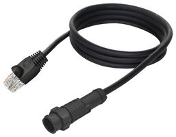 AMPHENOL LTW AB-AU08ML-UPBML-QH002 Circular Cable Assembly, Circular Receptacle to RJ45 Plug, 8 Positions, 6.6 ft, 2 m, Black