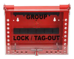 BRADY 152189 Group Lockout Box, Plastic, Red, 27 Padlocks, 11" H x 13" W x 4" D