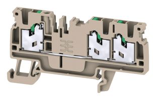 WEIDMULLER 2674540000 DIN Rail Mount Terminal Block, 3 Positions, 20 AWG, 14 AWG, 2.5 mm², Snap In, 24 A
