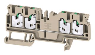 WEIDMULLER 2674550000 DIN Rail Mount Terminal Block, 4 Positions, 20 AWG, 14 AWG, 2.5 mm², Snap In, 24 A