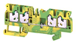 WEIDMULLER 2674580000 DIN Rail Mount Terminal Block, PE, 4 Positions, 20 AWG, 14 AWG, 2.5 mm², Snap In, 24 A