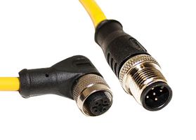 MUELLER ELECTRIC C5AD11M005 Sensor Cable, A Coded, M12 Plug, 90° M12 Receptacle, 5 Positions, 5 m, 16.4 ft