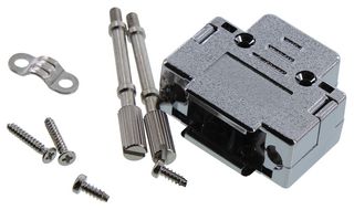 L-COM SDRS09HOT D Sub Backshell, DE, 180°, ABS (Acrylonitrile Butadiene Styrene) Body