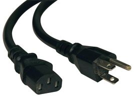 EATON TRIPP LITE P007-012 Mains Power Cord, NEMA 5-15P to IEC 60320 C13, 3.7 m, 15 A, 125 VAC, Black