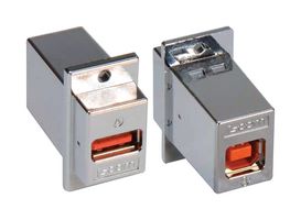 L-COM ECF504-UABS-HR Adaptador de USB, Panel, USB Tipo A Hembra, USB Tipo B Hembra, Latón, Aleación de Cobre