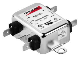 OHMITE AG-010 Power Line Filter, General Purpose, 250 VAC, 10 A, Single Phase, 1 Stage, Chassis Mount