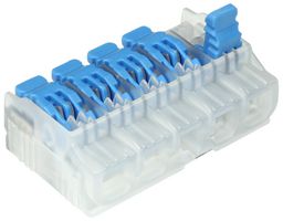 IDEAL 30-10L25 Pluggable Terminal Block, Blue/Transparent, 5 Positions, 24 AWG, 12 AWG, 4 mm², Push In Lock
