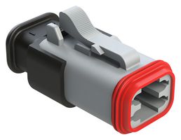 AMPHENOL SINE/TUCHEL AT06-4S-SR01GRY Automotive Connector Housing, Grey, AT Series, Plug, 4 Positions